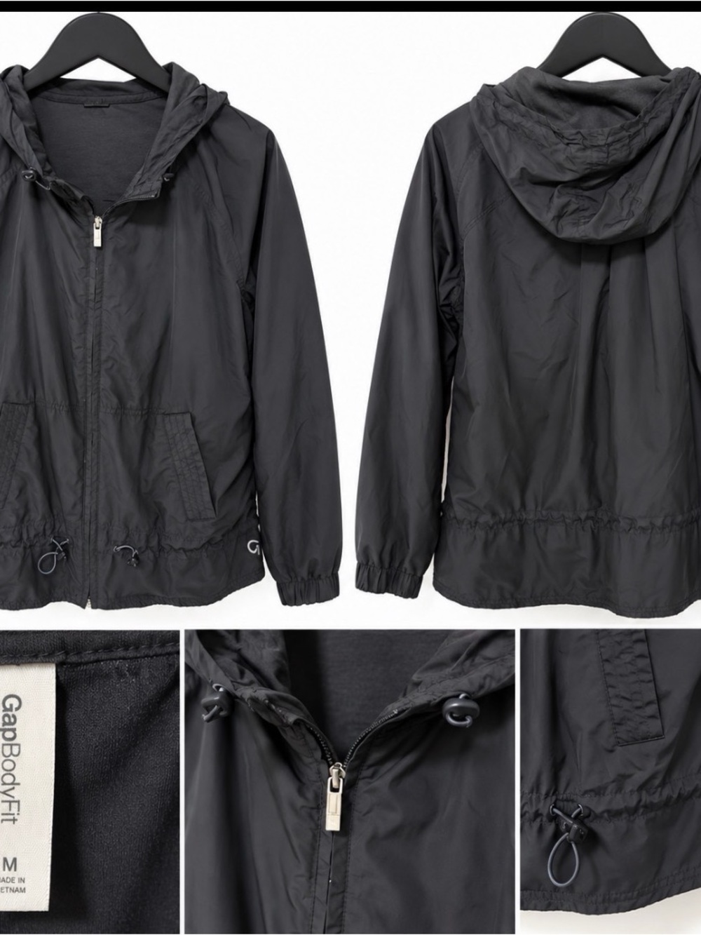 GAP Kids Black Hooded Rain Jacket